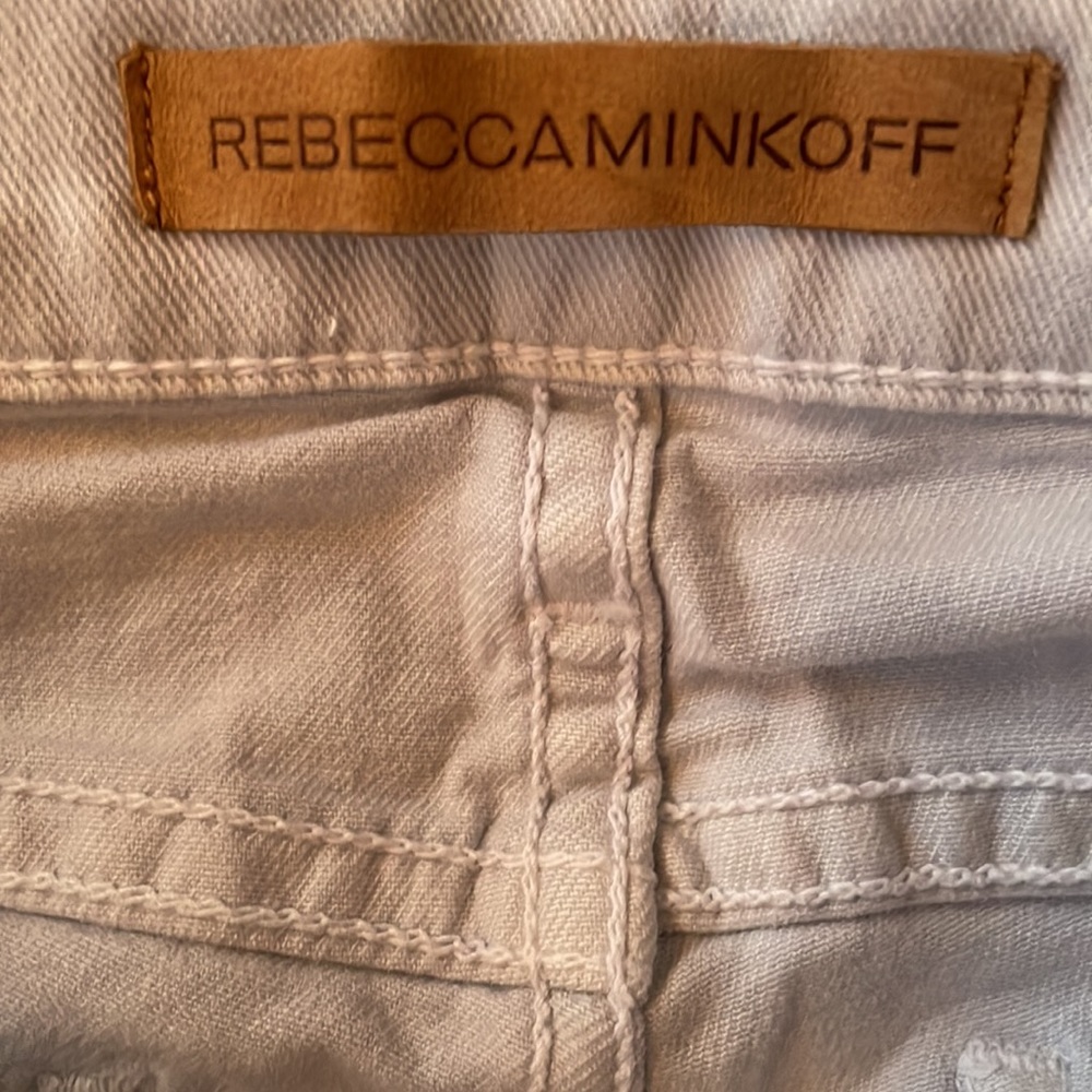 Rebecca Minkoff sunset flare midrise Jean in baby blue with distressed knee - Picture 6 of 11